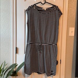 Michael Kors Black and White Striped Dress